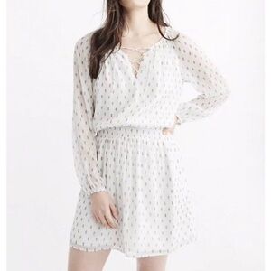 Abercrombie & Fitch white peasant dress with a lace-up neckline